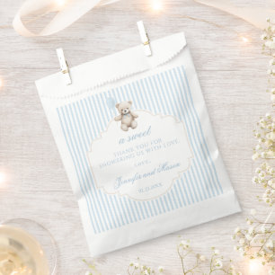 Blue teddy bear balloon baby boy shower thank you favor bag
