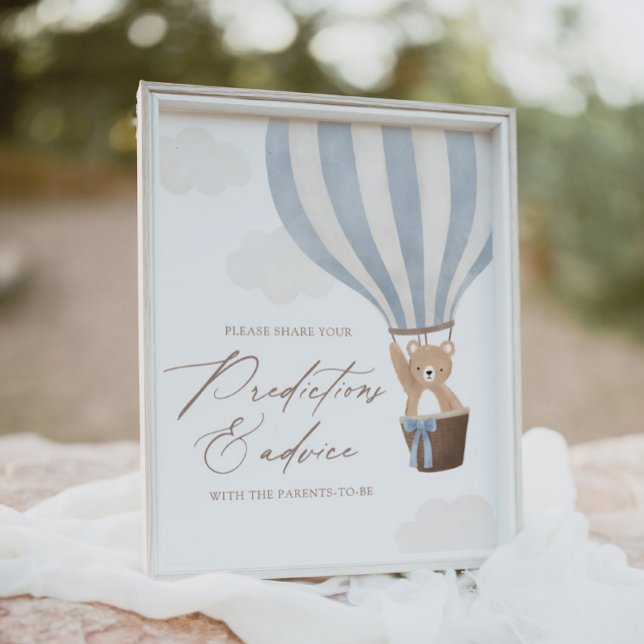 Blue Teddy Bear Balloon Baby Shower Advice Poster (Creator Uploaded)