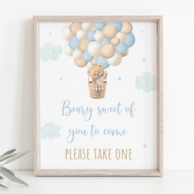 Blue Teddy Bear Balloon Baby Shower Favor Sign (Creator Uploaded)