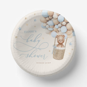 Blue Teddy Bear Balloon Bearly Wait Baby Shower Paper Bowls