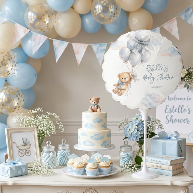 Blue Teddy Bear balloon bow Baby Boy  (Creator Uploaded)