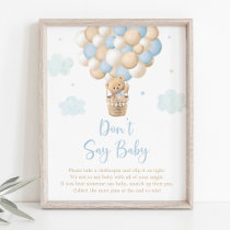 Blue Teddy Bear Balloon Don't Say Baby Game Poster