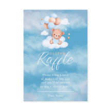 Blue Teddy Bear Balloons Baby Diaper Raffle