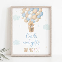 Blue Teddy Bear Balloons Baby Shower Gifts Sign