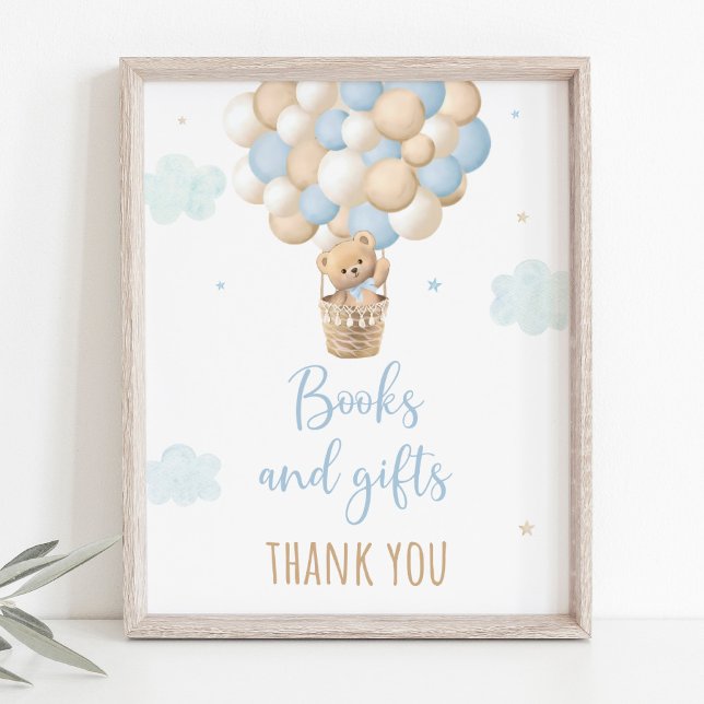 Blue Teddy Bear Balloons Baby Shower Gifts Sign (Creator Uploaded)