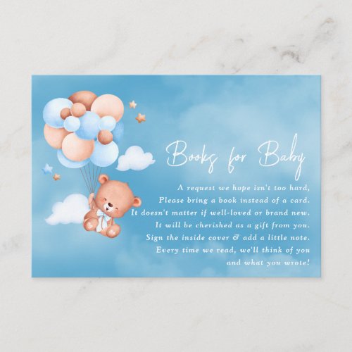 Blue Teddy Bear Balloons Books For Baby Enclosure Card