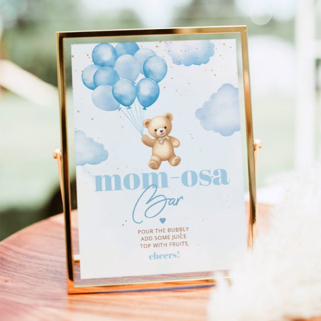 Blue teddy bear balloons mom-osa bar poster (Creator Uploaded)