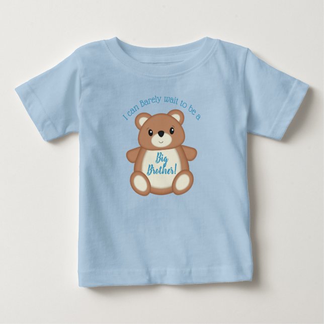 Blue Teddy Bear Big Brother Baby T-Shirt (Front)