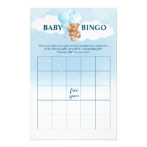 Blue Teddy Bear BINGO Baby Shower Games Flyer