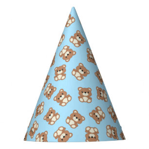 Blue Teddy Bear Birthday Party Hat
