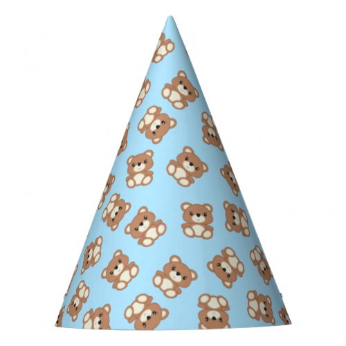 Blue Teddy Bear Birthday Party Party Hat