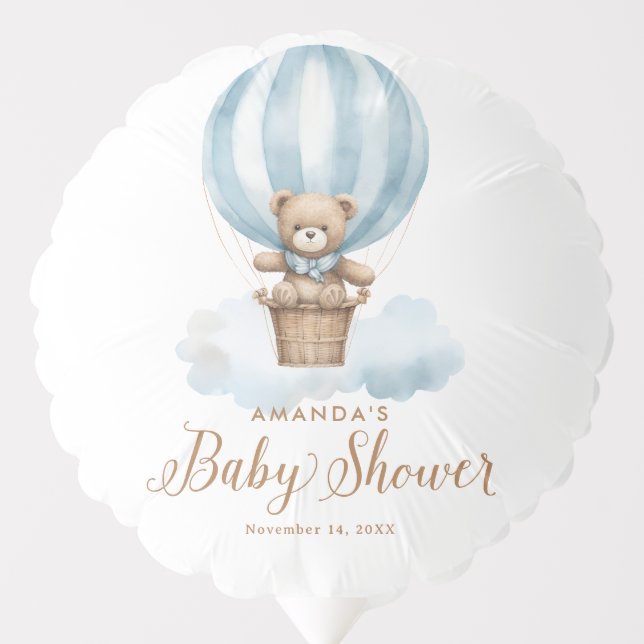 Blue Teddy Bear Boy Baby Shower  Balloon (Front)