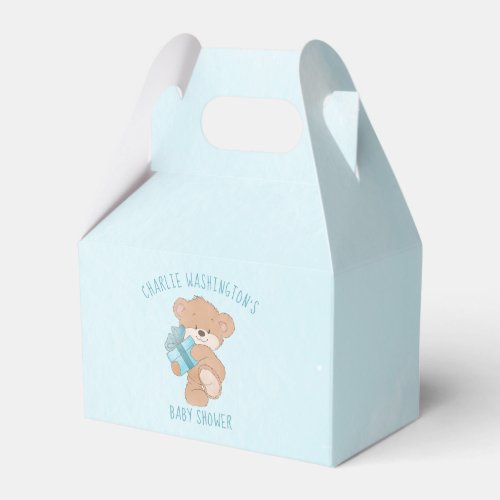 Blue Teddy Bear Boy Baby Shower Favor Boxes