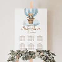 Blue Teddy Bear Boy Baby Shower Seating Chart