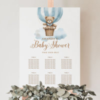Blue Teddy Bear Boy Baby Shower Seating Chart