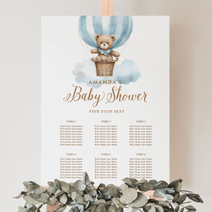 Blue Teddy Bear Boy Baby Shower Seating Chart Foam Board