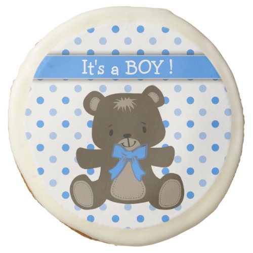 Blue Teddy Bear Boy Baby Shower Sugar Cookie