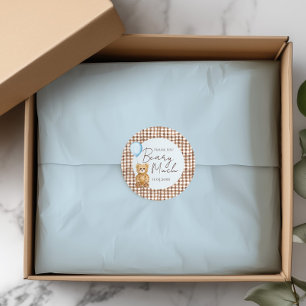 Blue Teddy Bear Boy Baby Shower Thank You  Classic Round Sticker