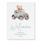 Blue Teddy Bear Boy Baby Shower Welcome Sign