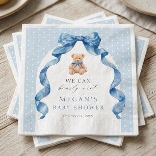 Blue Teddy Bear Boy Baby Shower Welcome Sign Napkins