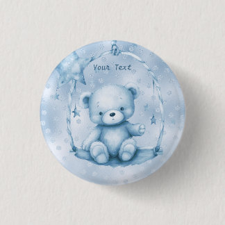 Blue Teddy Bear Button