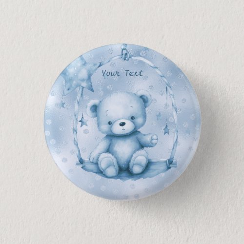 Blue Teddy Bear Button