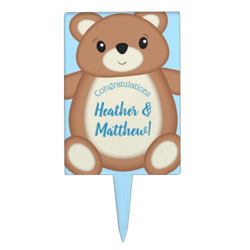 Blue Teddy Bear Cake Topper