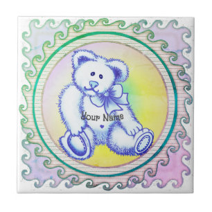 Blue Teddy Bear Ceramic Tile