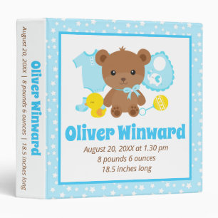 Blue Teddy Bear Clothes Baby Photo Album 3 Ring Binder