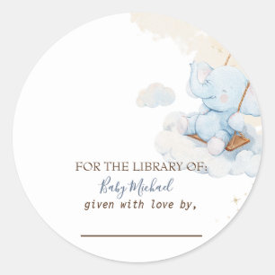 Blue Teddy Bear Clouds Baby Shower Classic Round Sticker