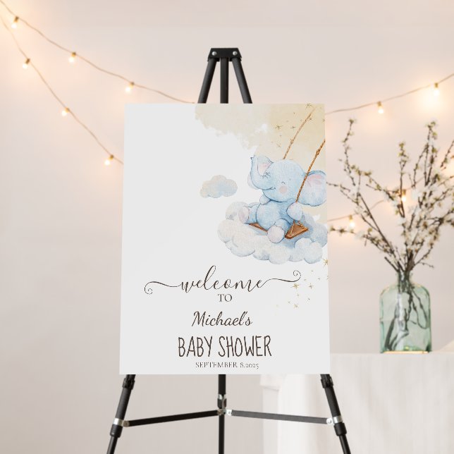 Blue Teddy Bear Clouds Baby Shower Foam Board (In Situ (Stand))