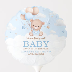 Blue Teddy Bear Clouds Balloon Baby Shower