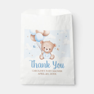 Blue Teddy Bear Clouds Balloon Baby Shower Favor Bag