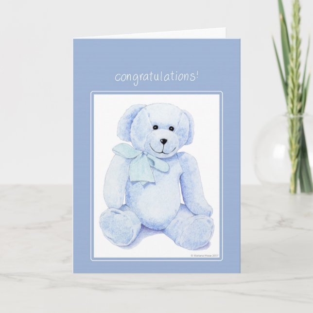 Blue Teddy Bear Congratulations Card (Front)