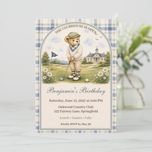 Blue Teddy Bear Country Club | Birthday Party Invitation