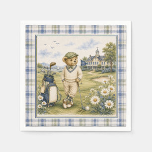 Blue Teddy Bear Country Club Golf Napkins