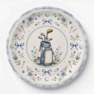 Blue Teddy Bear Country Club Golf Paper Plates