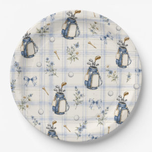Blue Teddy Bear Country Club Golf Paper Plates