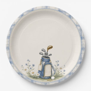 Blue Teddy Bear Country Club Golf Paper Plates
