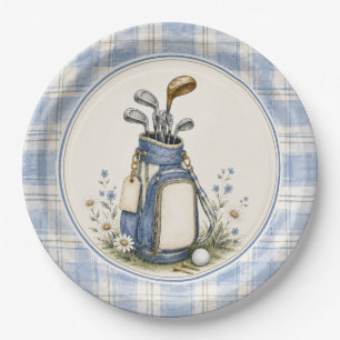 Blue Teddy Bear Country Club Golf Paper Plates