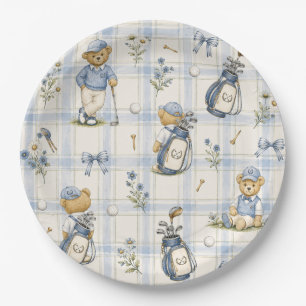 Blue Teddy Bear Country Club Golf Paper Plates