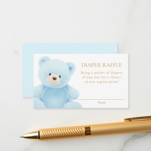 Blue Teddy Bear Diaper Raffle Enclosure Card