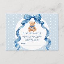 Blue Teddy Bear Diaper Raffle Ticket