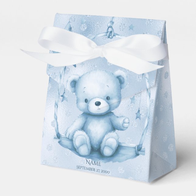 Blue Teddy Bear Favor Box (Front Side)