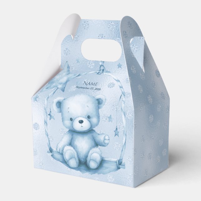 Blue Teddy Bear Favor Box (Front Side)