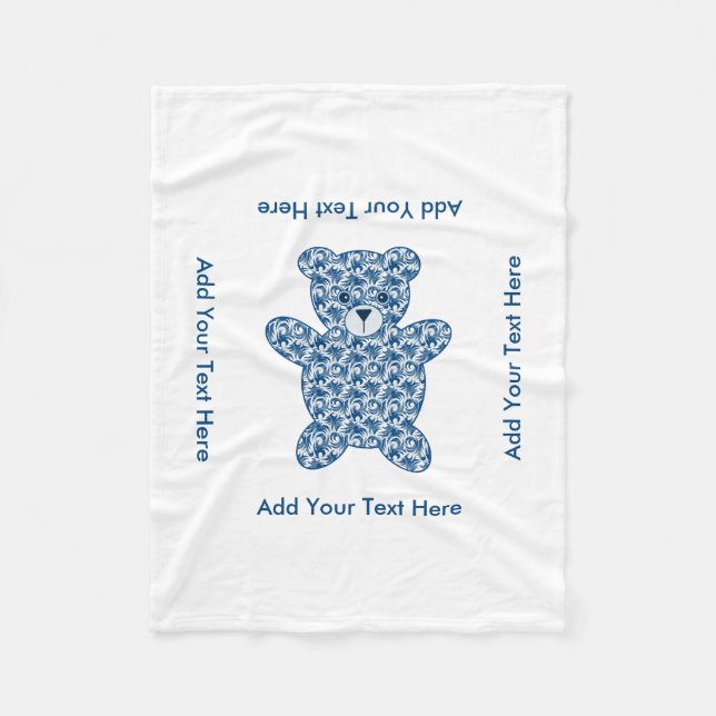 Blue Teddy Bear Fleece Blanket (Front)
