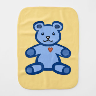Blue teddy bear for a baby boy burp cloth