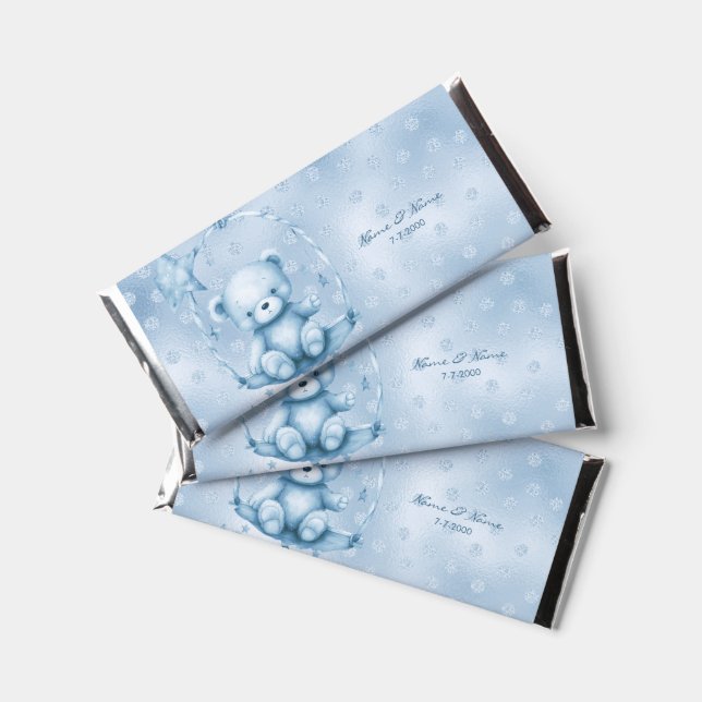 Blue Teddy Bear Hershey Bar Favor (Front)