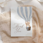 Blue Teddy Bear Hot Air Balloon Baby Shower Thank You Card<br><div class="desc">Say thank you to friends and family for attending your baby shower with these teddy bear hot air balloon themed thank you cards.</div>