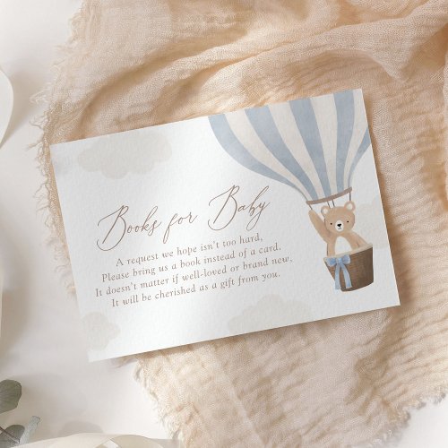Blue Teddy Bear Hot Air Balloon Books for Baby Enclosure Card